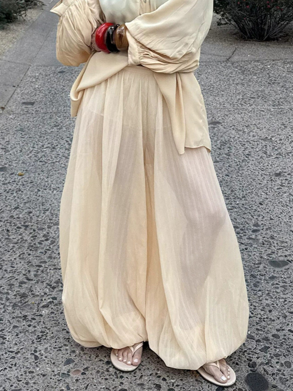 Zara Loose Balloon Pants Elastic Cuffs Flowy Commute